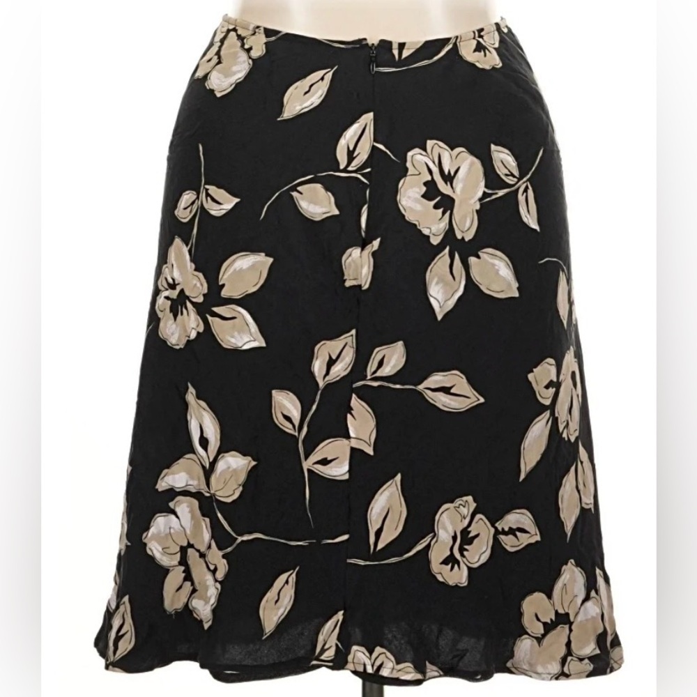 Macy’s INC Skirt Women’s Black & Tan Floral A-Line Skirt